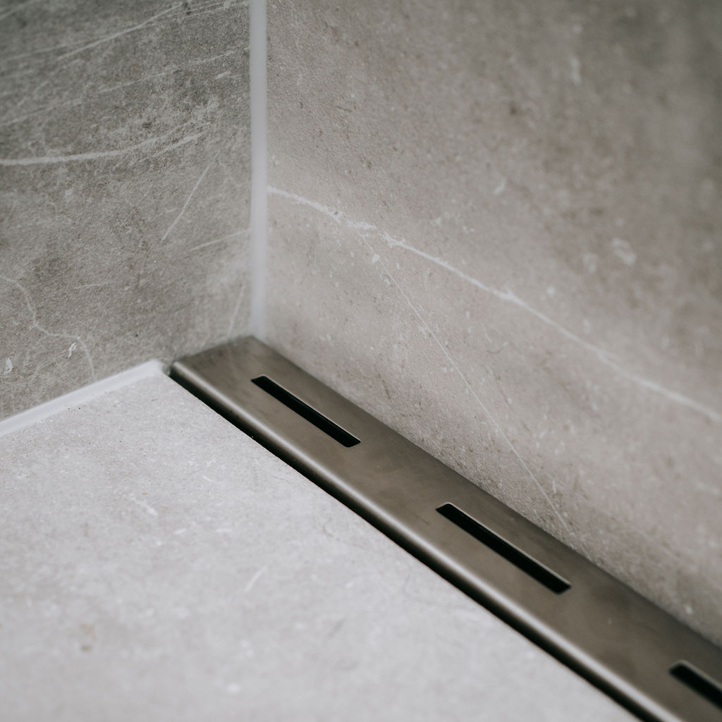 shower drain brushed stainless steel in shower